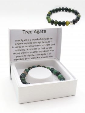 Tree Agate Bead Bracelets with Gift Box. 